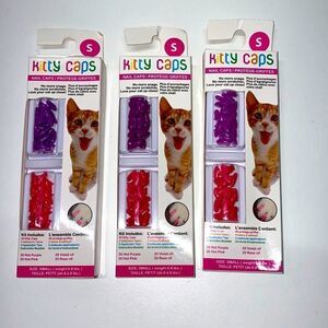 😻KITTY CAPS NAIL CAPS hot purple/Hot pink 120COUNT NEW